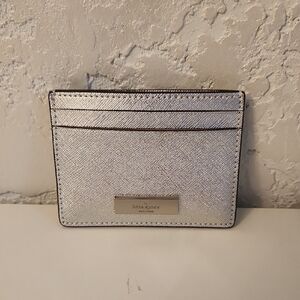Kate Spade Silver Metallic Saffiano Card Case